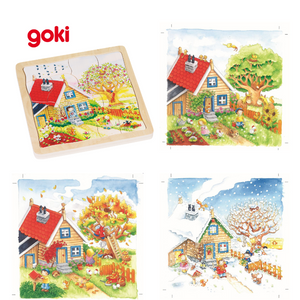 Puzzle warstwowe, 4 pory roku, 4 obrazki, 54 el.