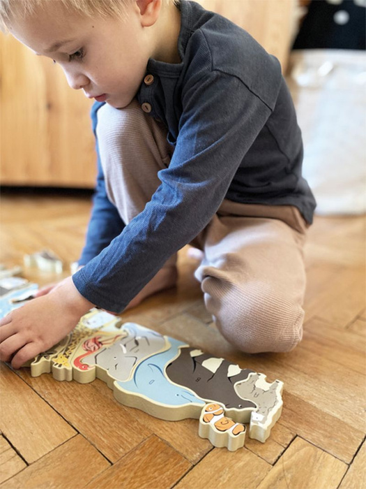 Drewniane puzzle alfabet zwierzęta Small Foot
