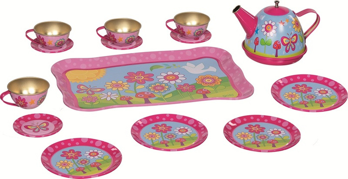 Metalowy Zestaw do herbaty Radosne Kwiatki Goki