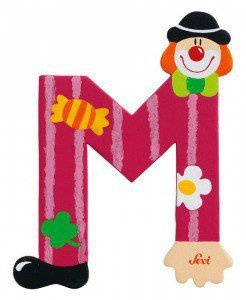Drewniana literka M, Clown