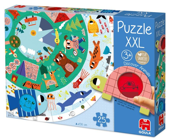 Okrągłe puzzle dla dzieci XXL Odkryj zwierzęta Goula