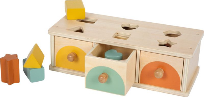 Drewniany sorter kształtów i kolorów z szufladkami Montessori Small Foot