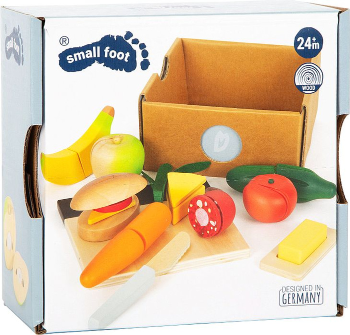 Drewniany zestaw śniadaniowy do krojenia z deską kuchenną Small Foot