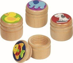 Drewniane pudełko na pierwszy ząbek, słoń, kaczka, ryby, pies