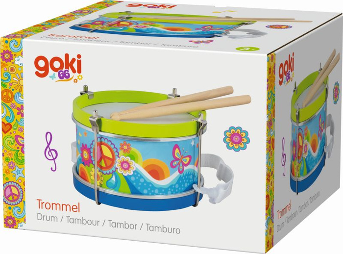 Bębenek dla dzieci z pałeczkami Łąka kwietna Goki