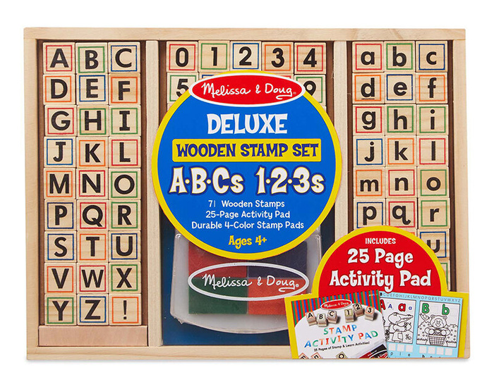 Stemple drewniane Deluxe litery i cyfry Melissa and Doug