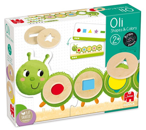 Drewniana układanka dla dzieci gąsienica Oli Kształty i kolory Goula