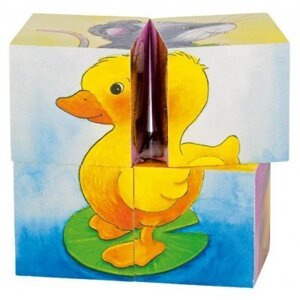 Klocki z obrazkami, małe zwierzęta, 4 el.