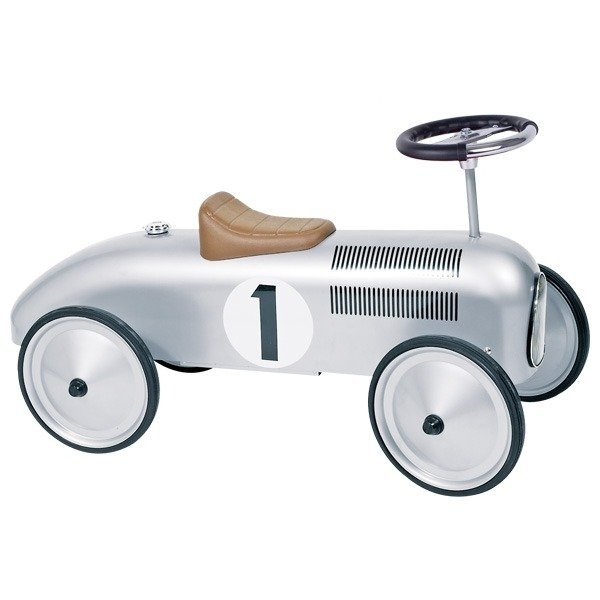 Srebrny jeździk retro Formuła 1 Goki