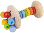 Drewniana grzechotka, kolorowe koraliki