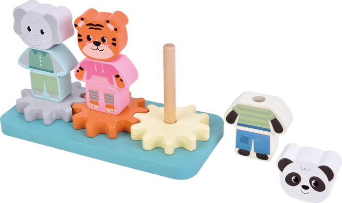 Drewniana układanka na paliku klocki dla dzieci Przyjaciele Dżungli Small Foot