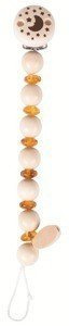 Łańcuszek do smoczka z klipsem Drewno i bursztyn Heimess Nature