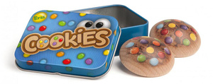 Drewniane ciasteczka w puszce Erzi