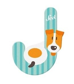 Drewniana literka J Alfabet i zwierzęta Sevi