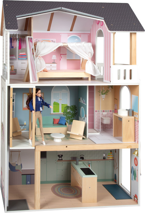 Drewniany domek dla lalek willa XL z wyposażeniem Small Foot