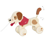 Drewniana zabawka do ciągnięcia pies Goki