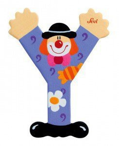 Drewniana literka Y, Clown