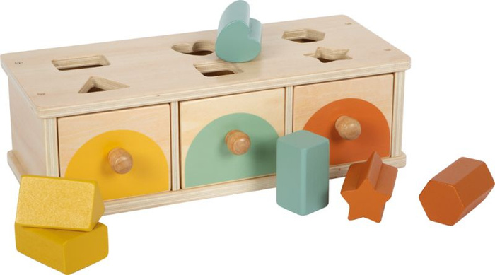 Drewniany sorter kształtów i kolorów z szufladkami Montessori Small Foot