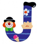 Drewniana literka J, Clown