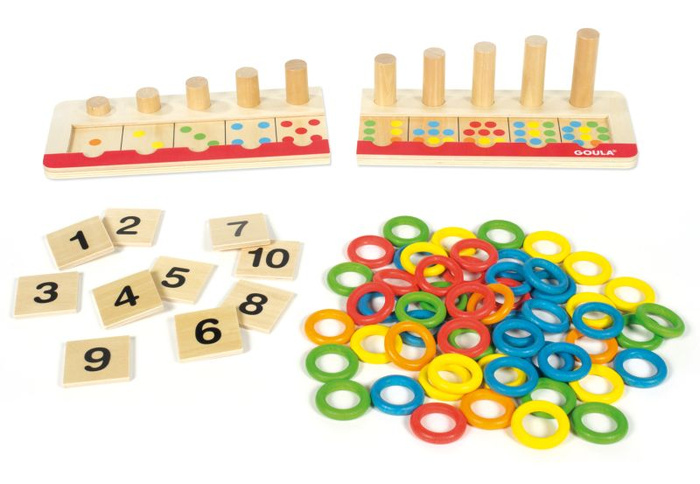 Drewniana zabawka edukacyjna Sorter do nauki liczenia i kolorów Goula