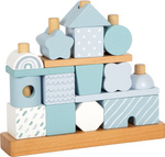Drewniana układanka na palikach klocki dla dzieci Niebieski domek Small Foot