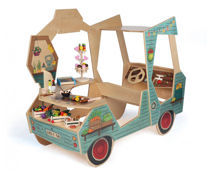 Drewniany Food Truck dla dzieci Erzi