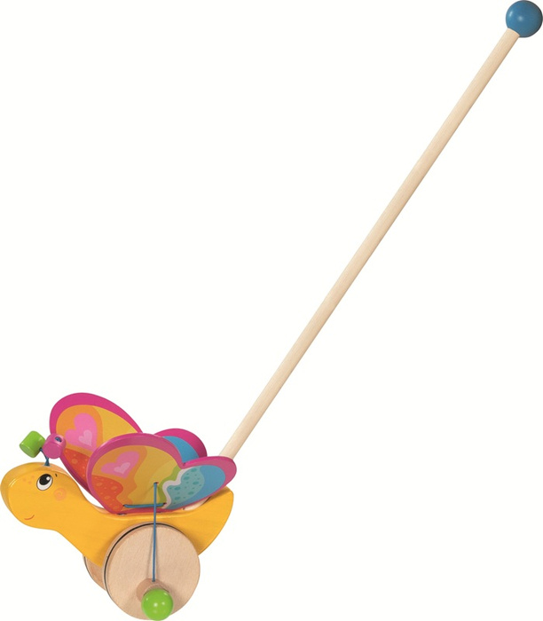 Drewniana zabawka na kiju do pchania Motyl Goki