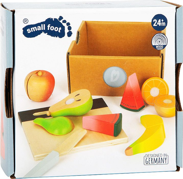 Drewniane owoce do krojenia z deską kuchenną Small Foot