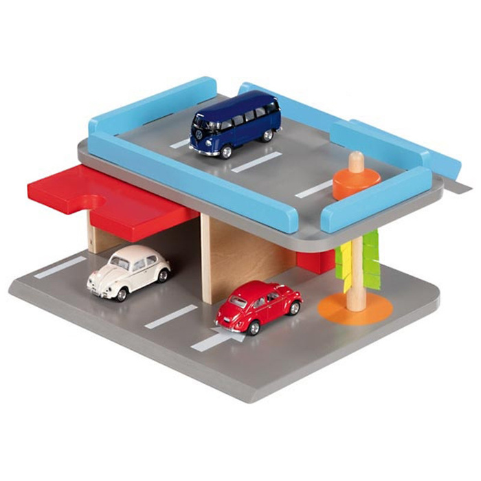 Kompaktowy parking dla autek drewniany Goki