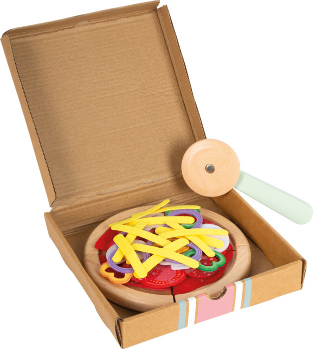 Drewniana pizza z dodatkami zabawki kuchenne dla dzieci Small Foot