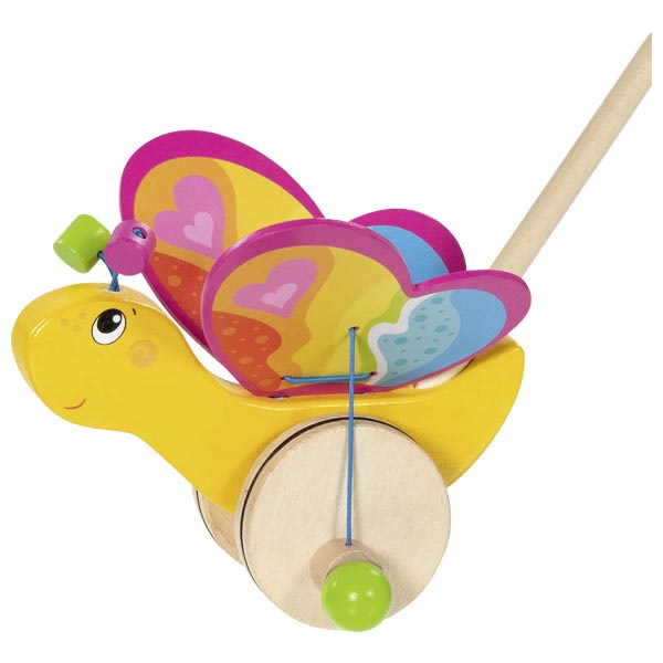 Drewniana zabawka na kiju do pchania Motyl Goki