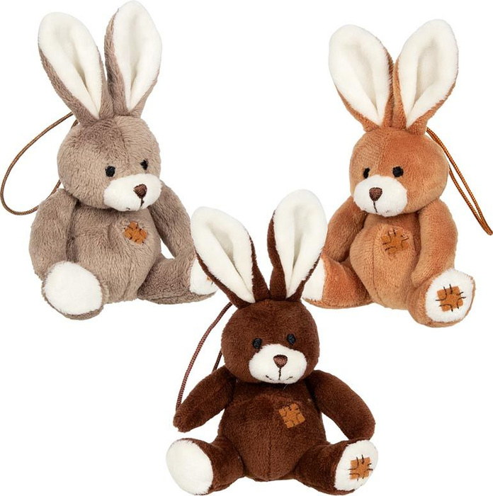 Pluszowy króliczek z brązową łatką brelok mała maskotka Goki