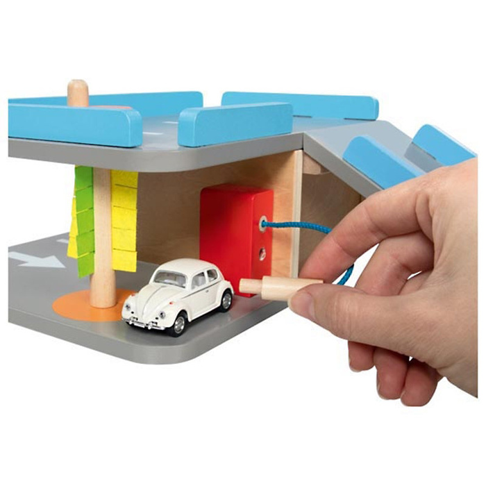 Kompaktowy parking dla autek drewniany Goki
