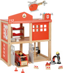 Duża drewniana remiza strażacka z akcesoriami i dźwiękiem Small Foot 