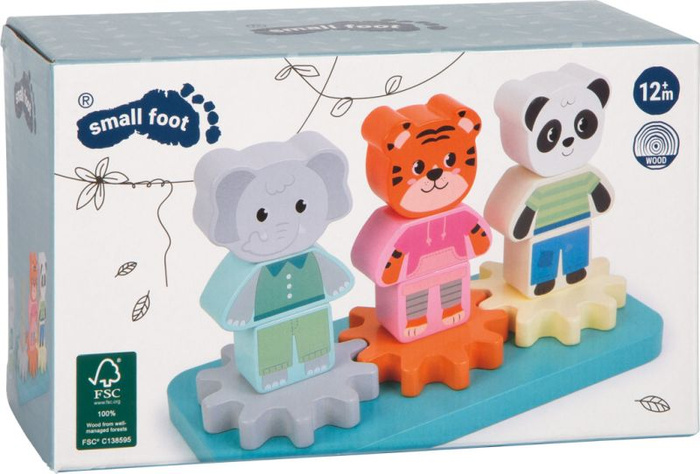 Drewniana układanka na paliku klocki dla dzieci Przyjaciele Dżungli Small Foot