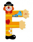 Drewniana literka F, Clown