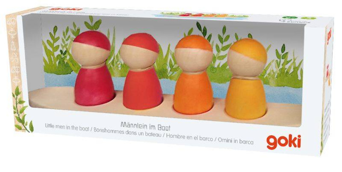 Drewniane ludziki na łódce Goki