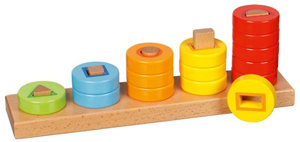 Układanka sorter gra drewniana na palikach z kształtami Goki