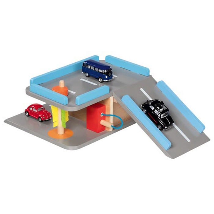 Kompaktowy parking dla autek drewniany Goki