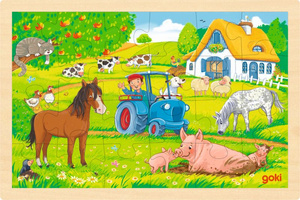 Zestaw drewnianych puzzli 24 el Farma Goki