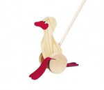 Drewniana zabawka do pchania, kaczka