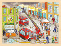 Zestaw drewnianych puzzli Straż pożarna Goki